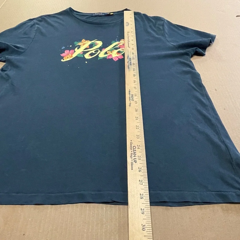 Polo Ralph Lauren Men's Size Large Navy‎ Painted Logo Graphic T Shirt